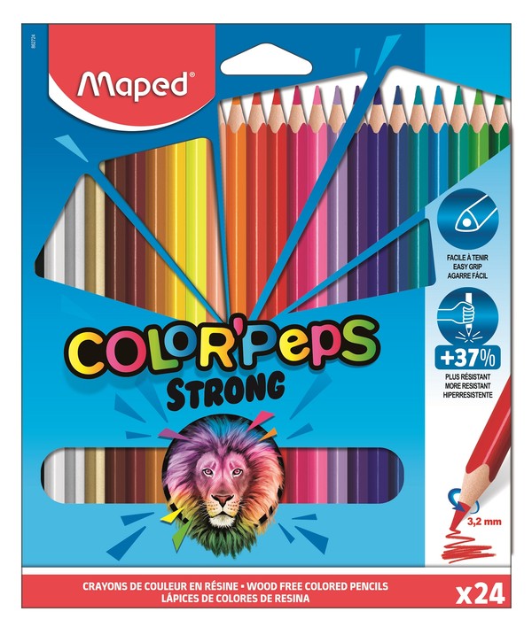 Kredki ołówkowe trójkątne colorpeps strong maped 24 kolory