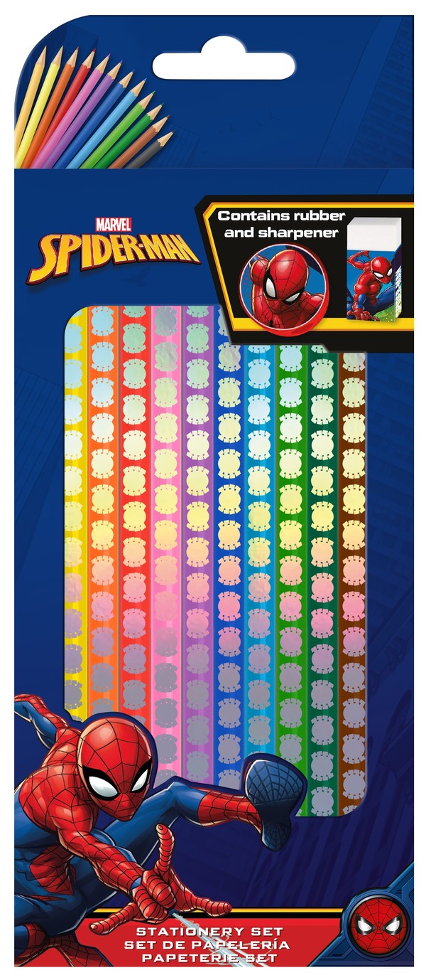 Kredki Spiderman 12 kolorów + gumka + temperówka