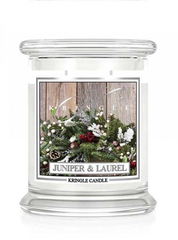 Juniper & Laurel - Średni, klasyczny słoik z 2 knotami