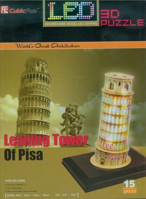 Puzzle 3D LED Krzywa wieża w Pizie 15 elementów