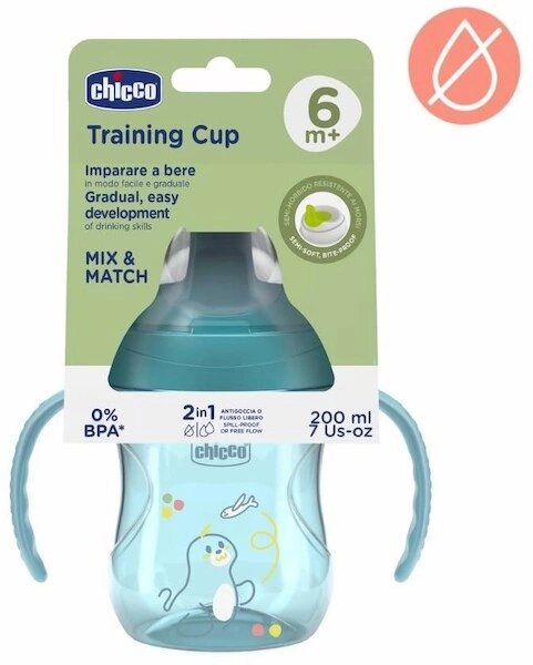Kubek z twardym ustnikiem 200ml turkusowy 6m+