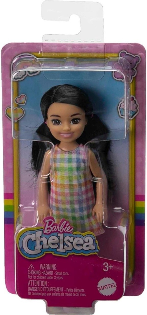 Lalka Barbie Chelsea sukienka w kratę HKD91
