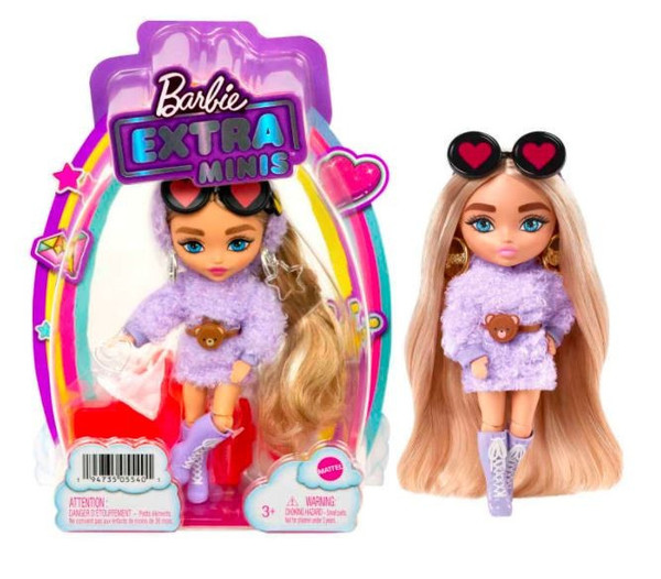Lalka Barbie Extra Minis Fioletowy kaptur/Blond kucyki