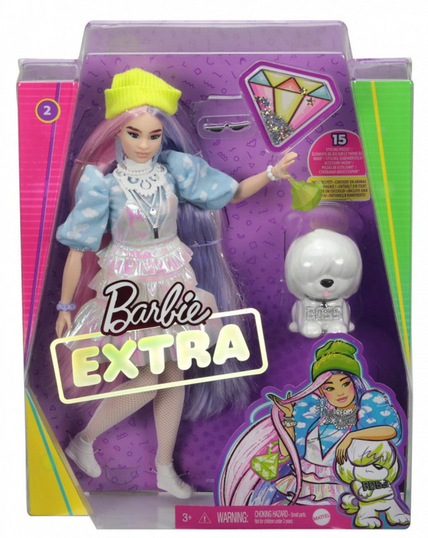 Lalka Barbie Extra Moda Spódniczka holograficzna