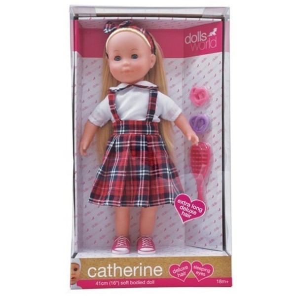Lalka Catherine sukienka w kratę 41 cm