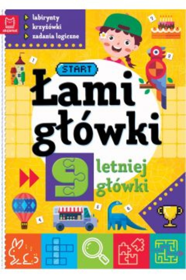 Łamigłówki 9-letniej główki Labirynty, krzyżówki, zadania logiczne