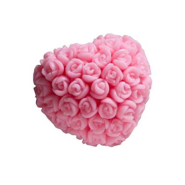 Serce w różyczki różowe Naturalne mydło glicerynowe
