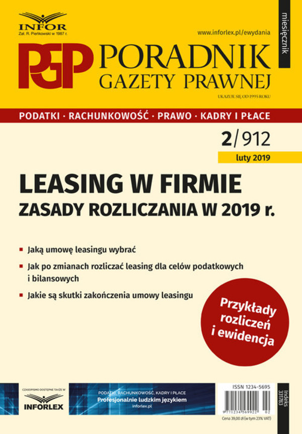 Leasing w firmie Zasady rozliczania w 2019 r Poradnik Gazety Prawnej 2/2019