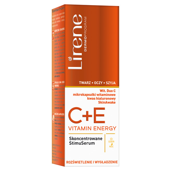 Vitamin Energy C + E Rozświetlenie i wygładzenie Skoncentrowane stimuserum do twarzy, szyi i oczu