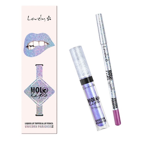 Holo Lips Liquid Lip Topper & Lip Pencil 2 Unicorn Paradise Wielofunkcyjny zestaw do makijażu ust