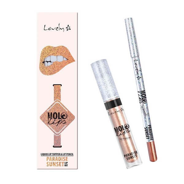 Holo Lips Liquid Lip Topper & Lip Pencil 4 Paradise Sunset Wielofunkcyjny zestaw do makijażu ust