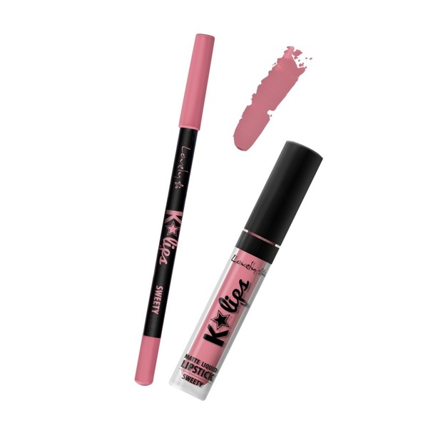 K'Lips Matte Liquid Lipstick & Lip Liner 1 Sweety Zestaw do wykonywania makijażu ust