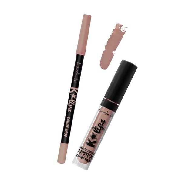 K'Lips Matte Liquid Lipstick & Lip Liner 6 Candy Shop Zestaw do wykonywania makijażu ust
