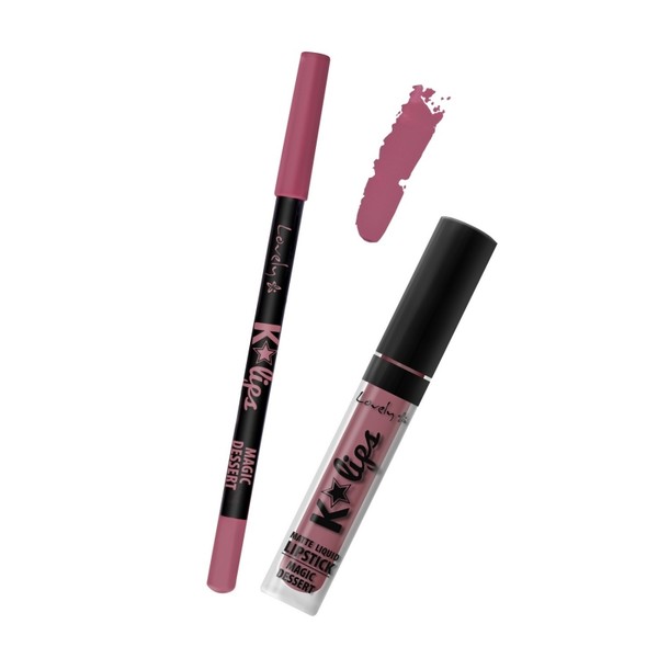 K'Lips Matte Liquid Lipstick & Lip Liner 7 Magic Dessert Zestaw do wykonywania makijażu ust