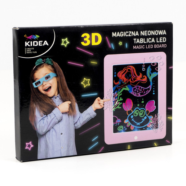 Magiczna neonowa tablica 3D LED Kidea różowa