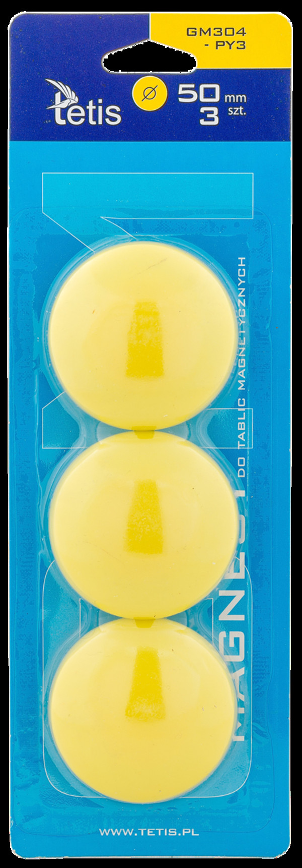 Magnesy do tablic tetis żółte gładkie 50mm/3