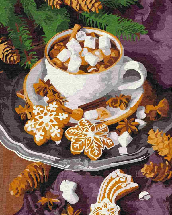Malowanie po numerach Aromatyczne kakao ze śniegiem