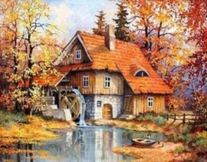 Malowanie po numerach Dom jesienią 40 x 50