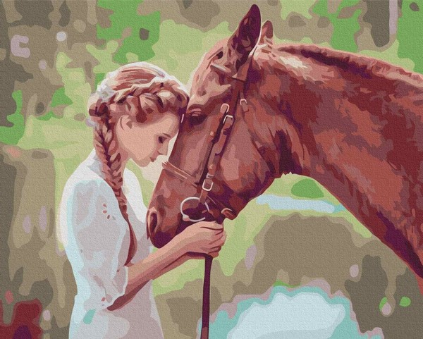 Malowanie po numerach dziewczyna z koniem