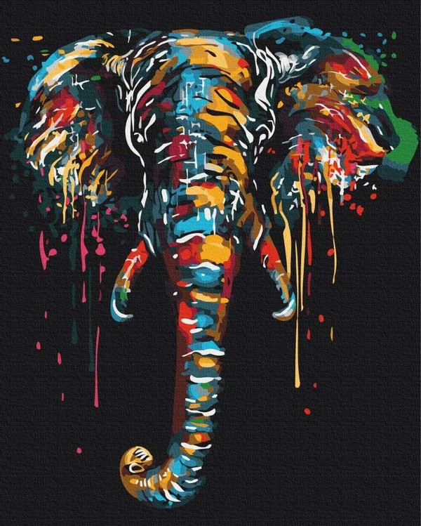 Malowanie po numerach słoń w kolorach