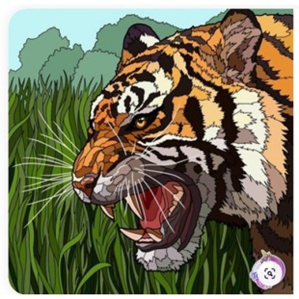 Malowanie po numerach Tygrys ryczący w trawie