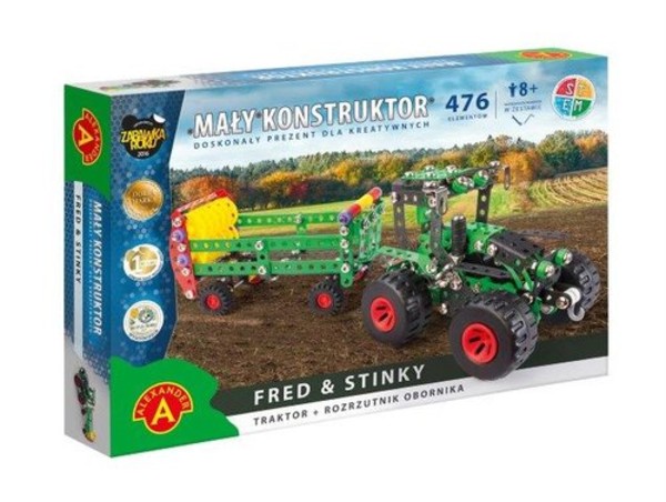 Mały konstruktor 2w1 Fred & Stinky Traktor i Rozrzutnik Obornika
