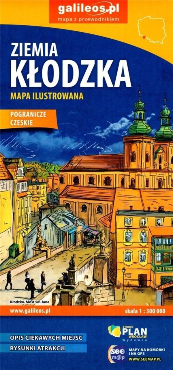 Ziemia Kłodzka, Pogranicze czeskie - Mapa ilustrowana Skala 1:300 000
