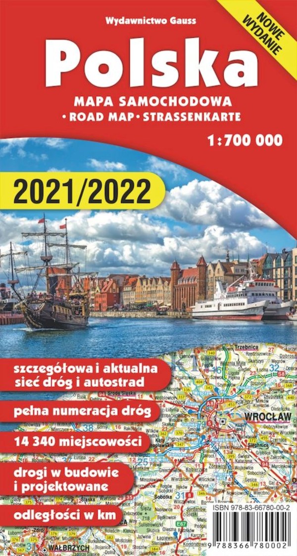 Polska Mapa samochodowa Skala: 1: 700 000