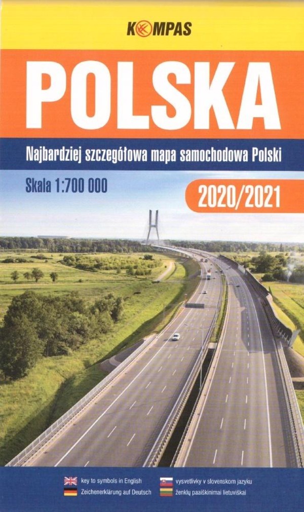 Polska Mapa samochodowa 2020/2021 Skala 1:700 000