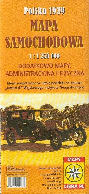 Mapa samochodowa. Polska 1939 Skala 1:1 250 000