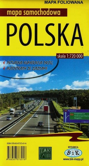 Mapa samochodowa Polska Skala 1:720 000