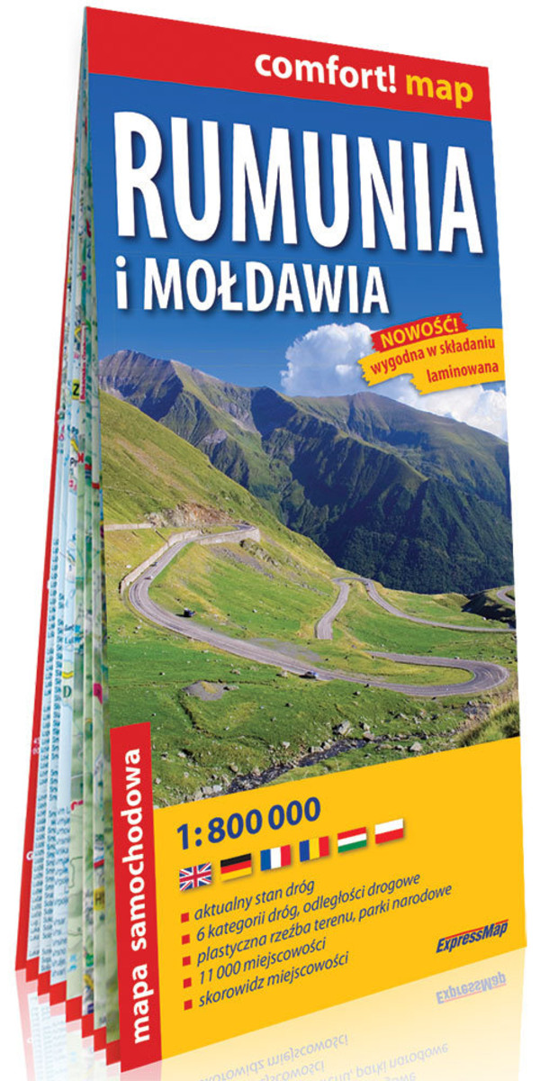 Rumunia i Mołdawia. Mapa samochodowa Skala: 1:800 000 comfort! map