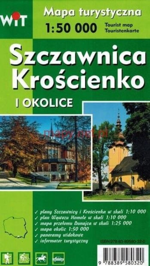 Mapa turystyczna Szczawnica, Krościenko i okolice 1:50 000