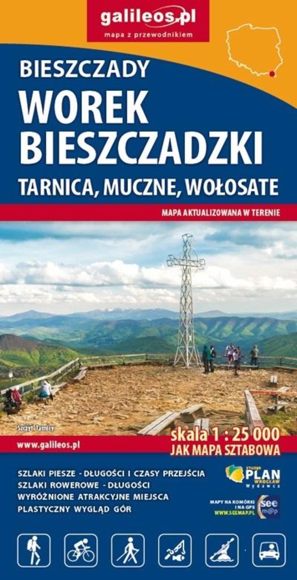 Mapa turystyczna Worek Bieszczadzki, Tarnica, Muczne, Wołosate