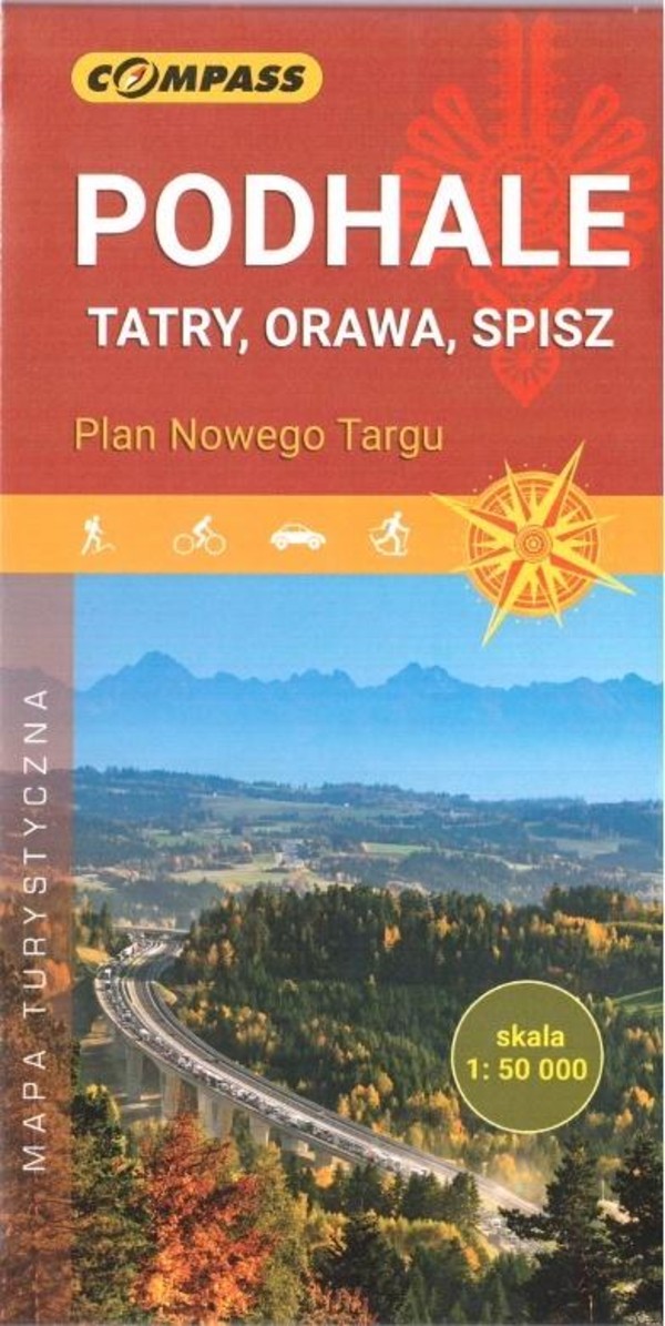 Podhale, Tatry, Orawa, Spisz Mapa turystyczna Skala 1:50 000, Nowy Targ Plan miasta