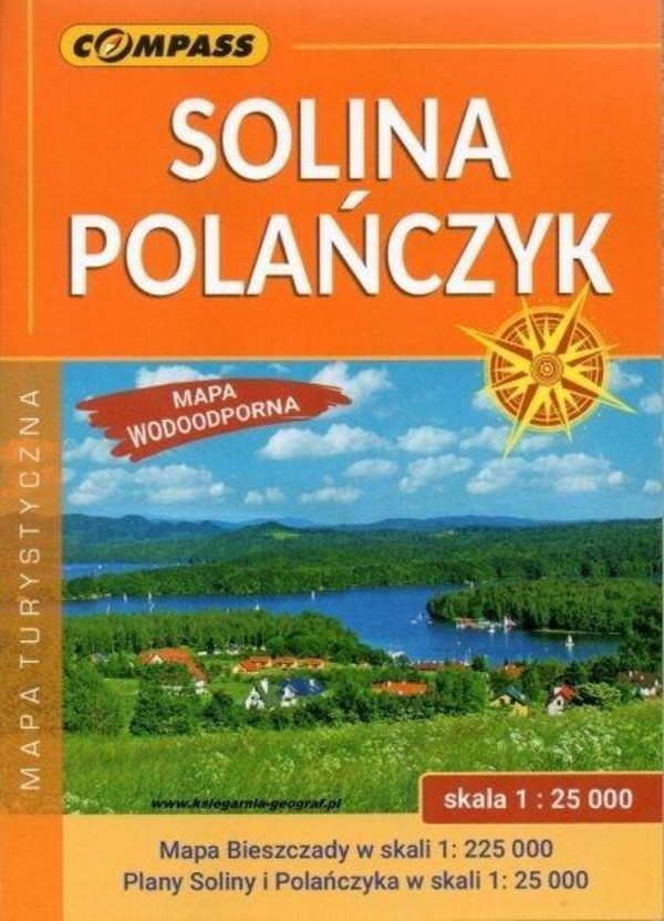 Solina, Polańczyk, Bieszczady Mapa turystyczna Skala 1:25 000, 1:225 000