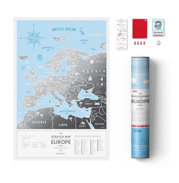 Mapa zdrapka - Europa (srebrna)
