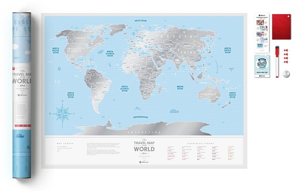 Mapa zdrapka - Świat (srebrna)