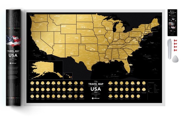 Mapa zdrapka - USA (czarna)