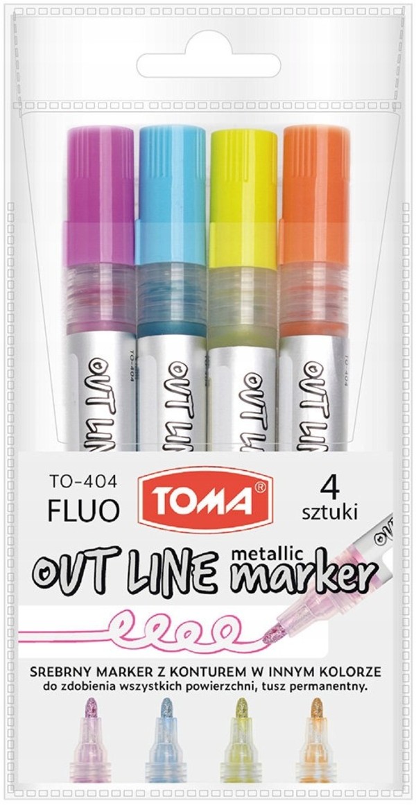 Marker konturowy fluo 4 kolory