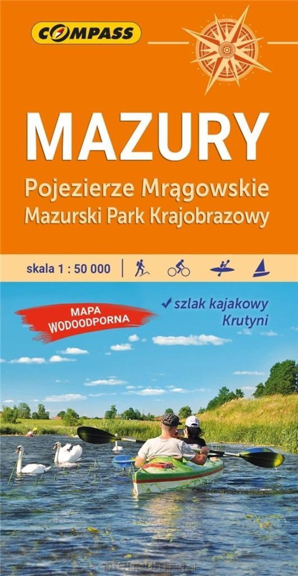 Mazury środkowe Pojezierze Mrągowskie Mapa turystyczna Skala 1:50 000