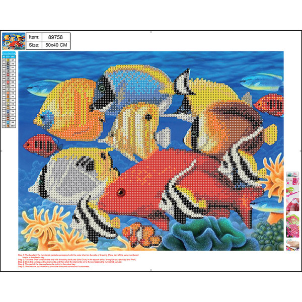 Mozaika diamentowa 5d kit 40x50 cm fish 89758 centrum