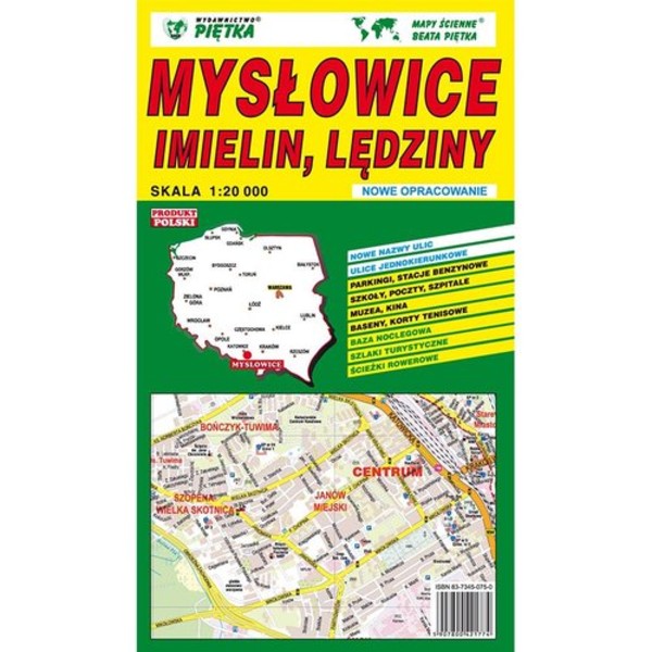 Mysłowice, Imielin, Lędziny. Mapa samochodowa Skala: 1:20 000