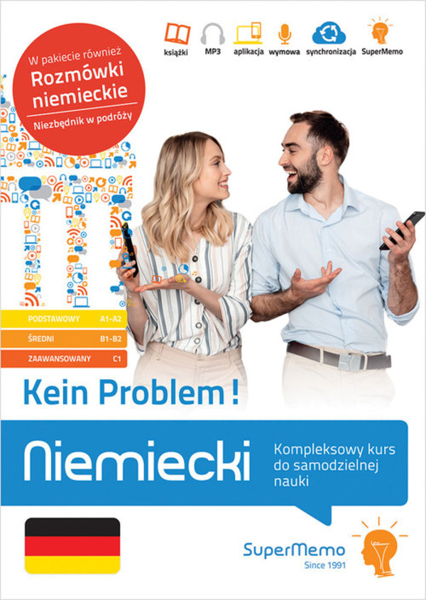 Niemiecki Kein Problem! + Rozmówki niemieckie Kompleksowy kurs A1-C1 do samodzielnej nauki (poziom podstawowy, średni, zaawansowany)