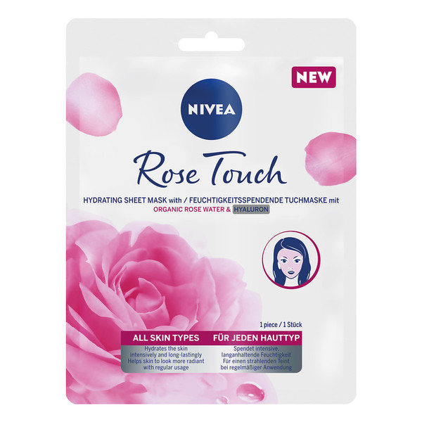 Rose Touch Intensywnie nawilżająca maska z organiczną wodą różaną i kwasem hialuronowym