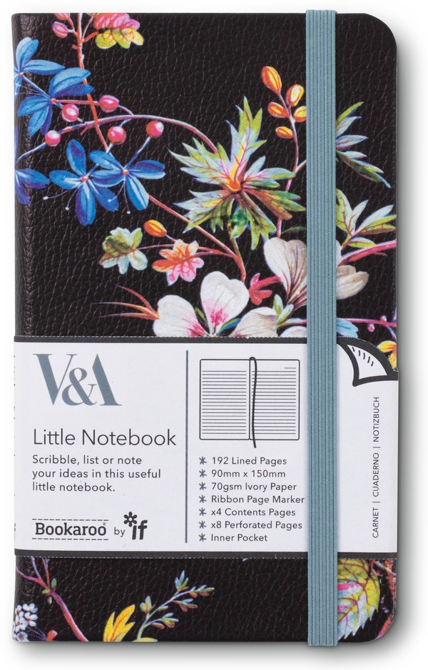 Notatnik a6 v&a bookaroo journal pocket kilburn black floral