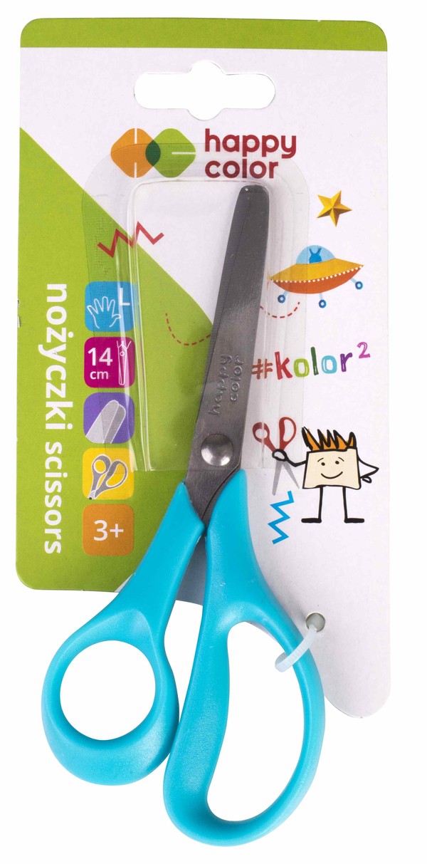 Nożyczki dla dzieci leworęcznych 14 cm blister happy color