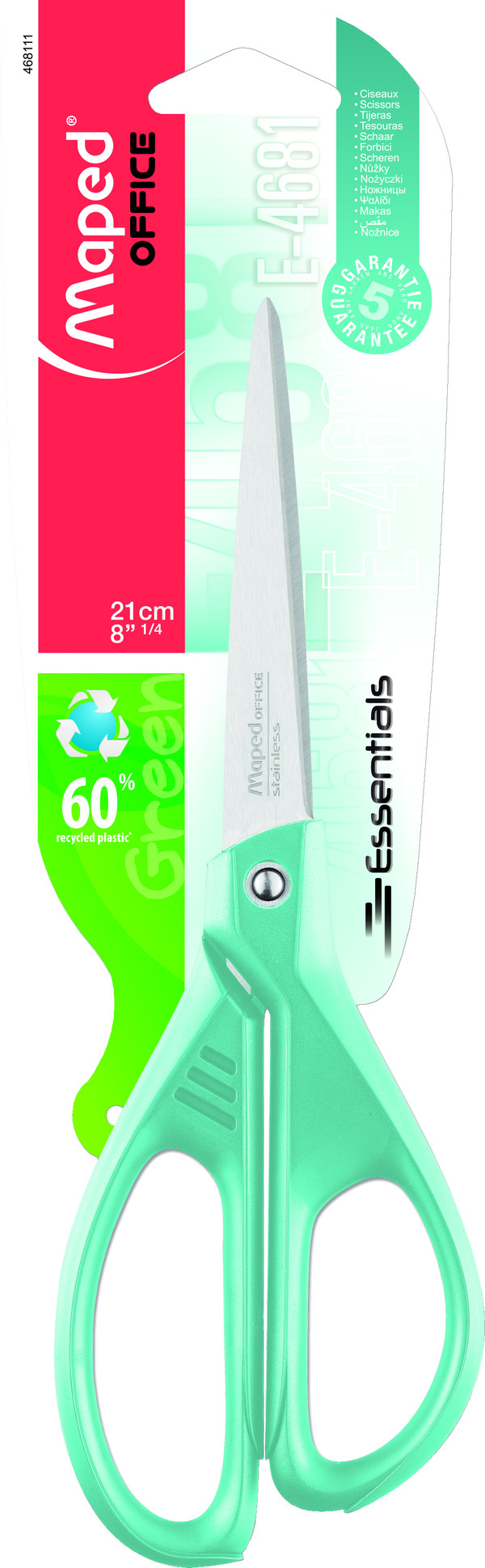 Nożyczki ekologiczne maped essentials green pastel 21 cm blister