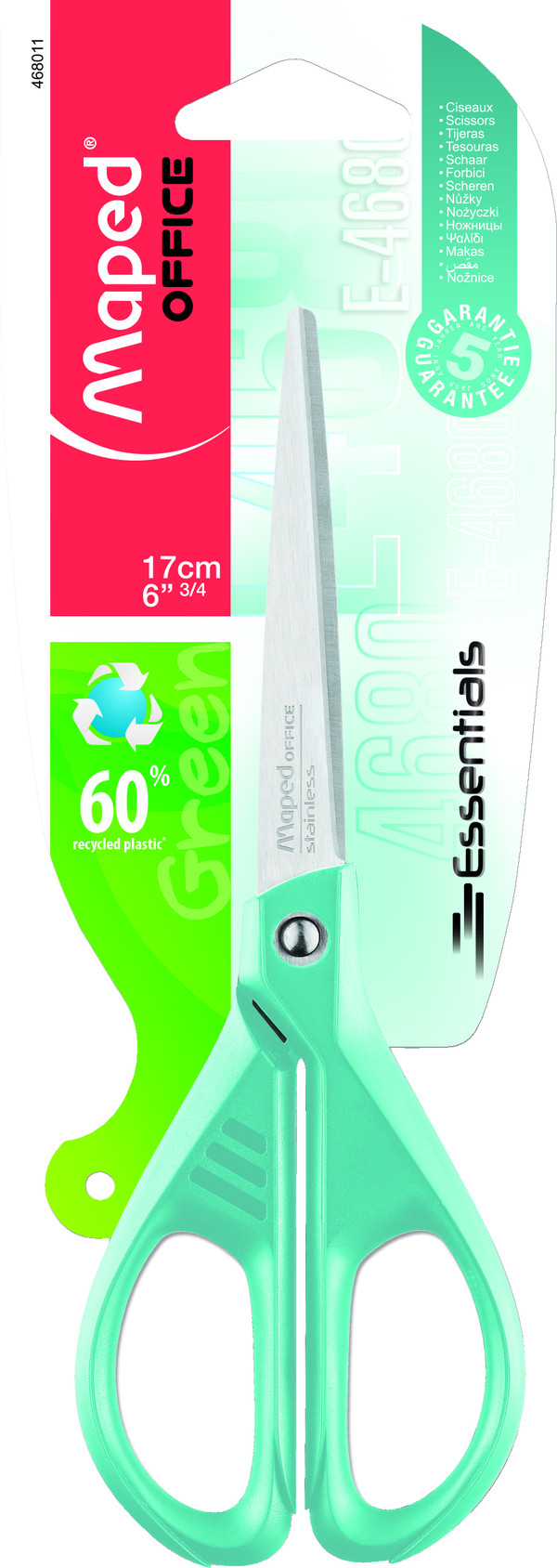Nożyczki ekologiczne maped essentials green pastel 17 cm blister