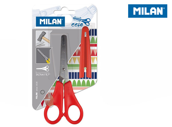 Nożyczki Milan szkolne 14,7 cm z nakładką i miarką